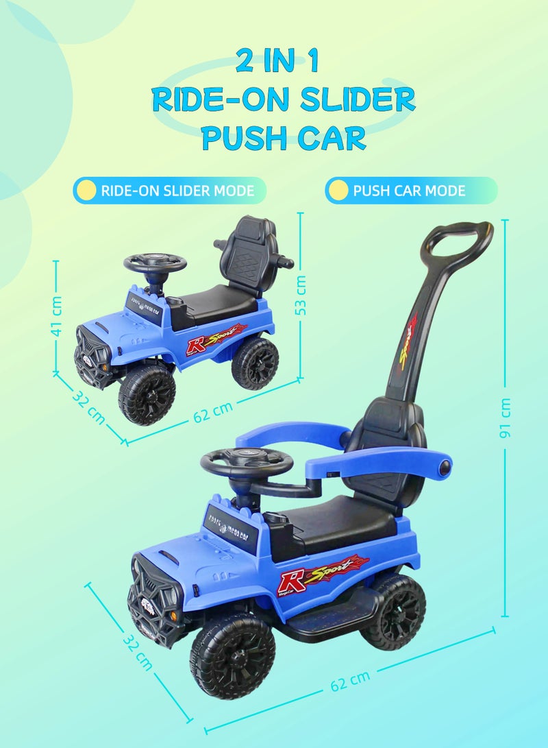 Ride on Baby Car & Push Car 2 in 1 for Kids 1-6 Years Ride on Car With Push Handle, Music & Horn Button - Image 3